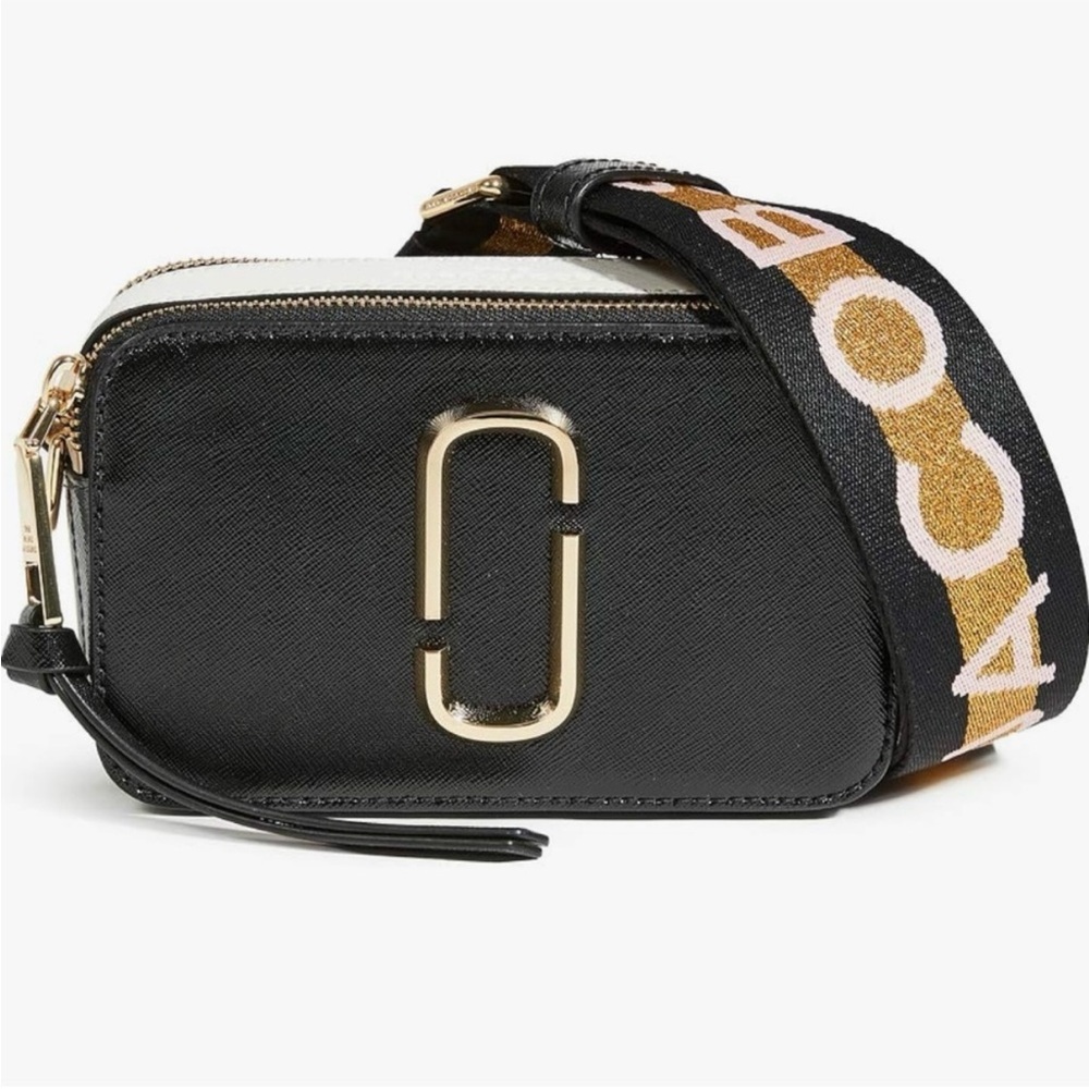NWT Marc Jacobs The Snapshot camera bag in black Saffiano leather